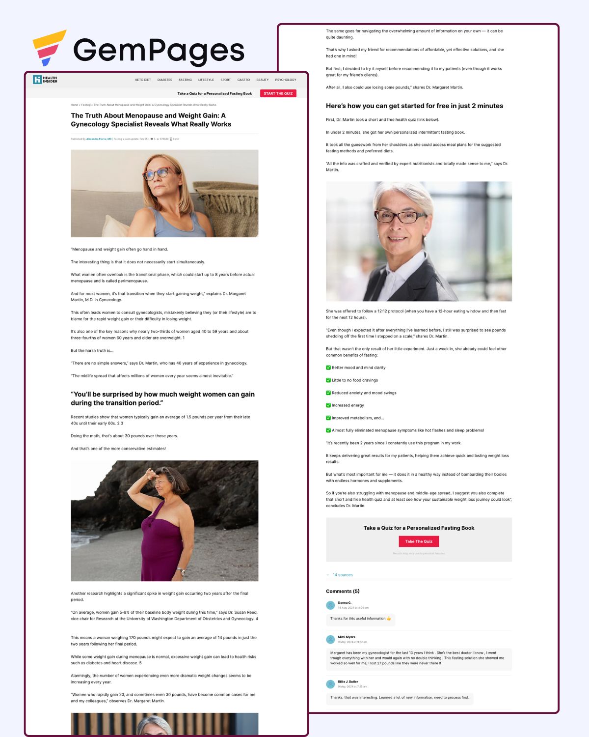 Health Insider Advertorial Page | GemPages Template