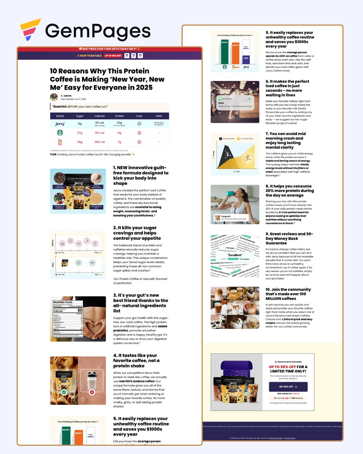 Javvy Coffe Listicle Page V3 | GemPages Template