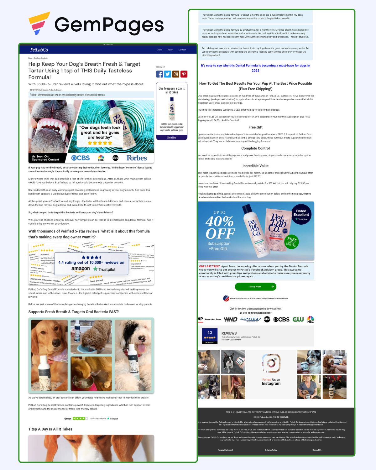 PetLabCo Advertorial Page | GemPages Template