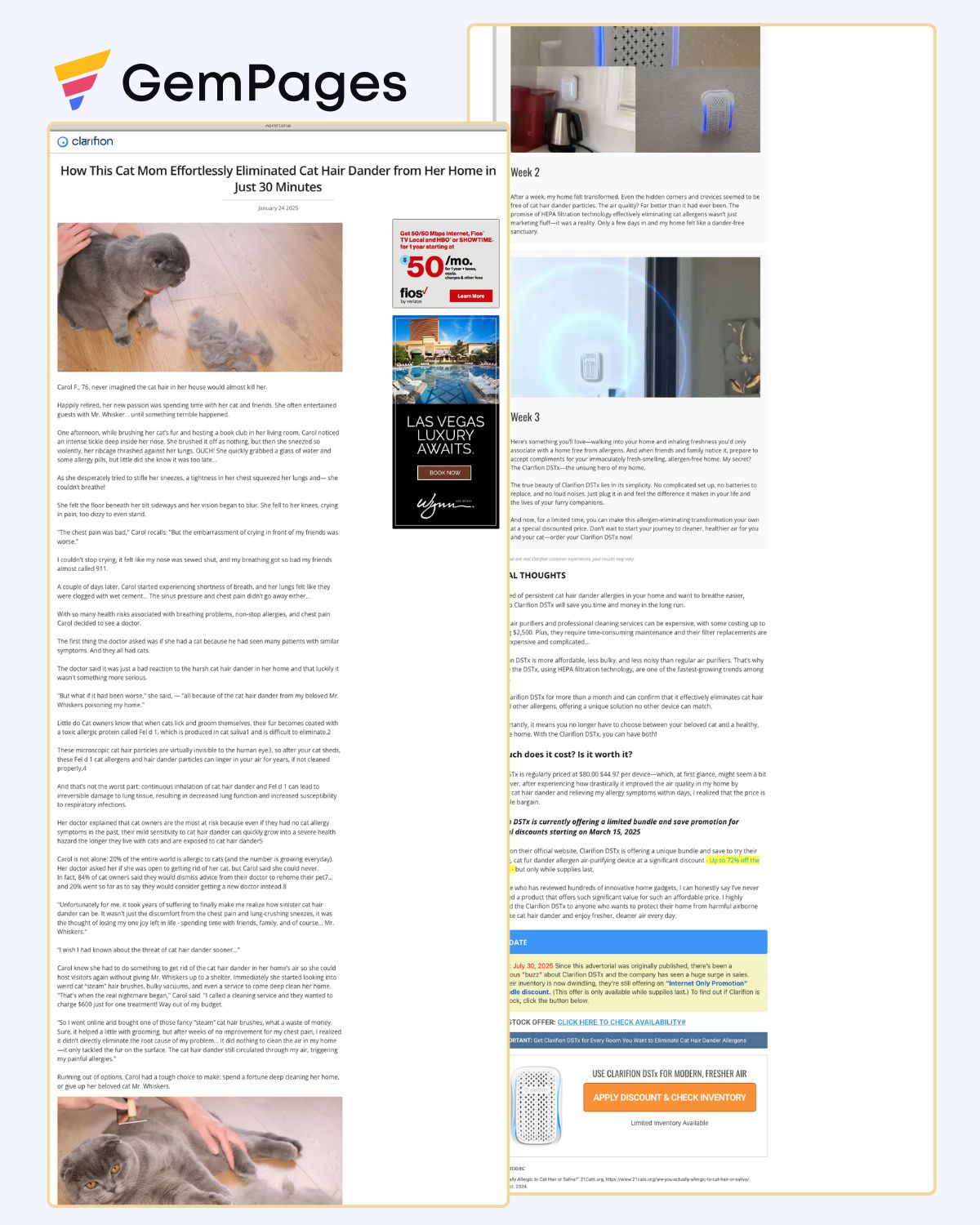 Clarifion Advertorial Page | GemPages Template