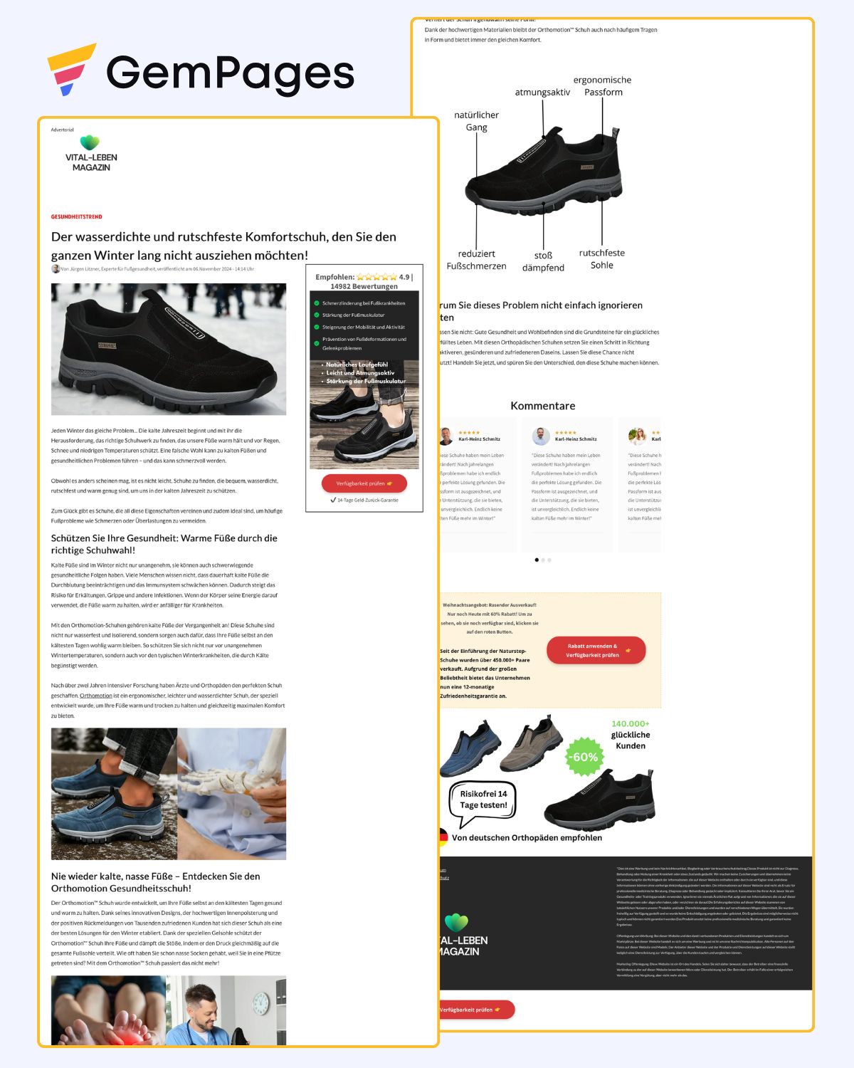 Vital Leben Magazine Advertorial Page | GemPages Template
