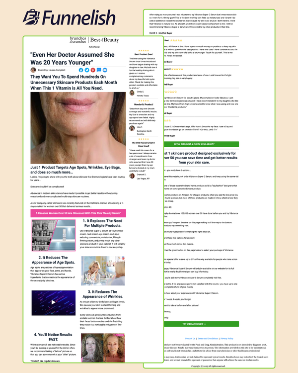 Skin Care Advertorial Page | Funnelish Template