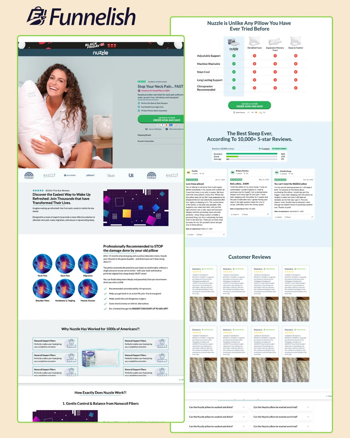 Nuzzle Pillow Product Page | Funnelish Template