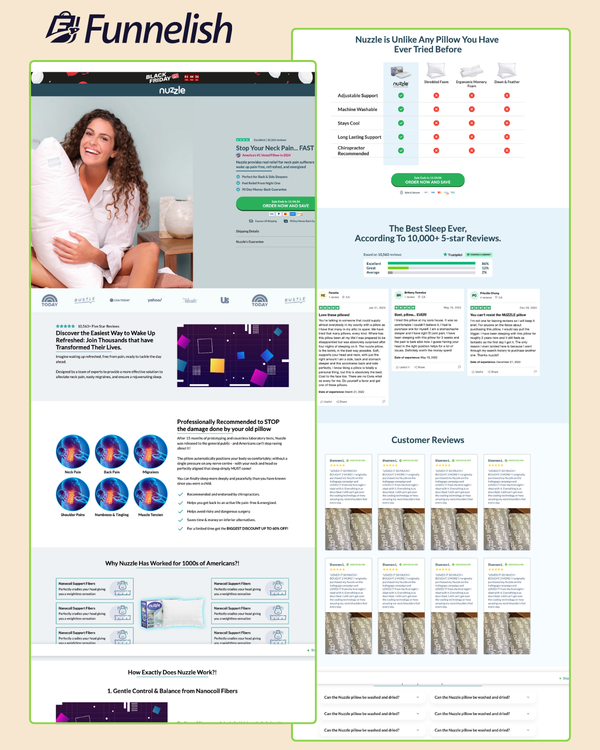 Nuzzle Pillow Product Page | Funnelish Template
