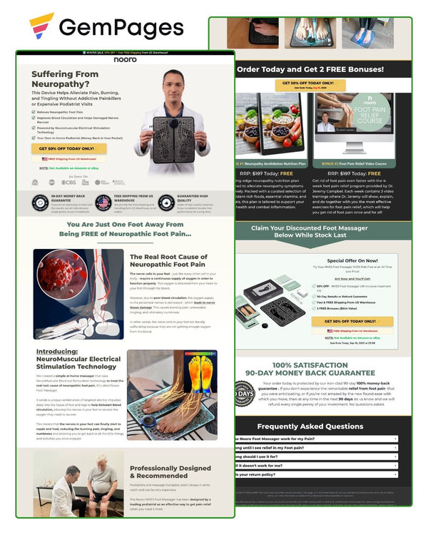 Nooro Foot Massager Product Page | Gempages Template