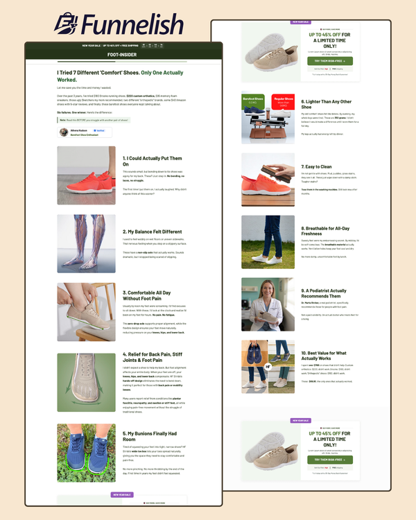 Hike FootWear Listicle Page | Funnelish Template