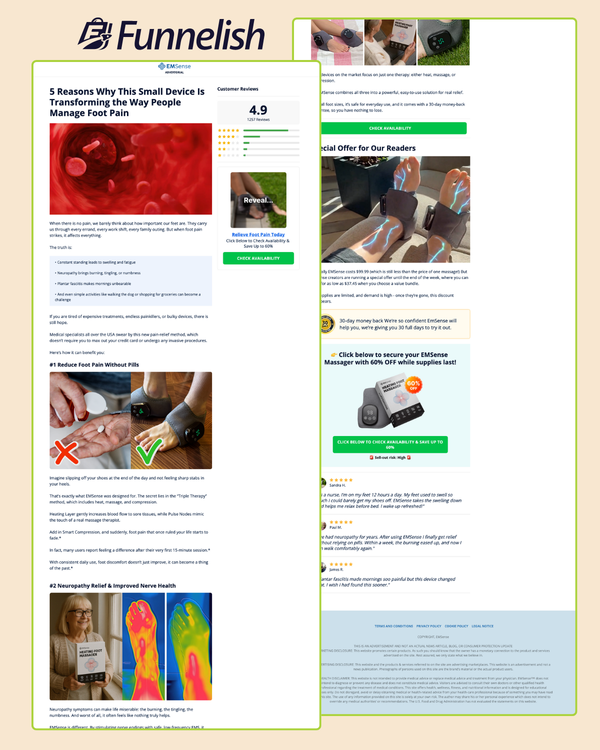 EMSense Advertorial Page | Funnelish Template