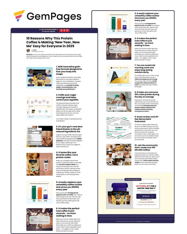 Javvy Coffe Listicle Page | GemPages Template