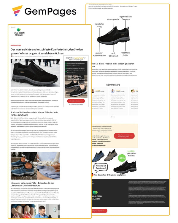 Vital Leben Magazine Advertorial Page | GemPages Template Ecom Funnel Template