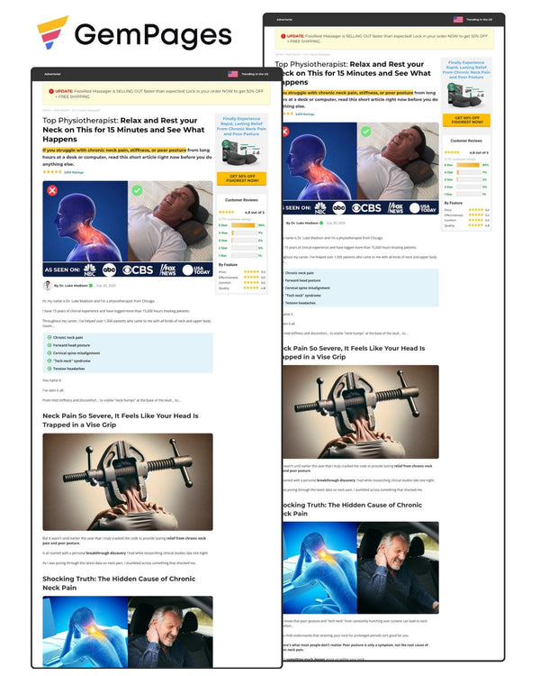 FisioRest Neck Massager Advertorial Page | GemPages Template