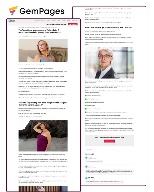 Health Insider Advertorial Page | GemPages Template