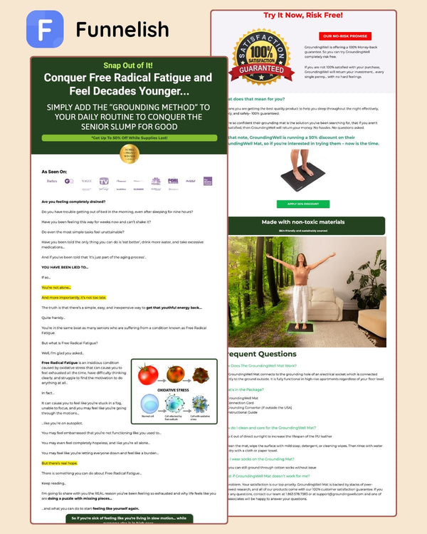 GroundingWell Mat Advertorial Page | Funnelish Template